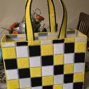 Yellow and Black Checkered Tote Bag